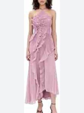Lulu's Lavender Asymmetrical Ruffle Midi Skirt